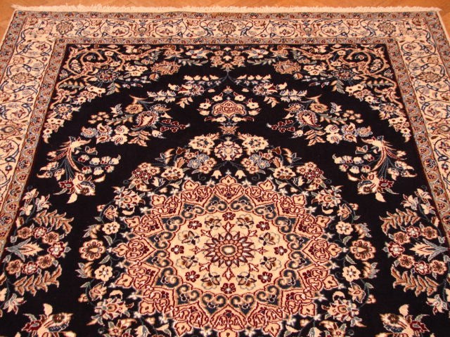 5.4 x 8 Signed Habibian Fine Quality 6 La Nain Rug Wool and Silk Handmade Iran #PIX-4236