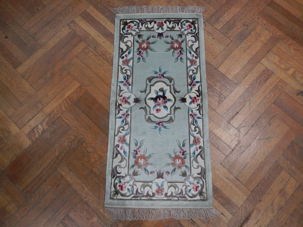 2 x 4 Handmade Aubusson Rug Bamboo Silk #PIX-23043