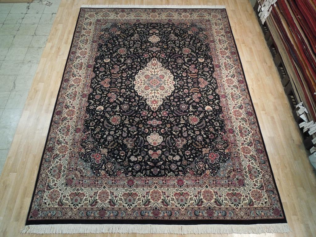 9 x 12.7 Black Great Quality Hand-Knotted Rug Dense Lustrous Wool #PIX-18487