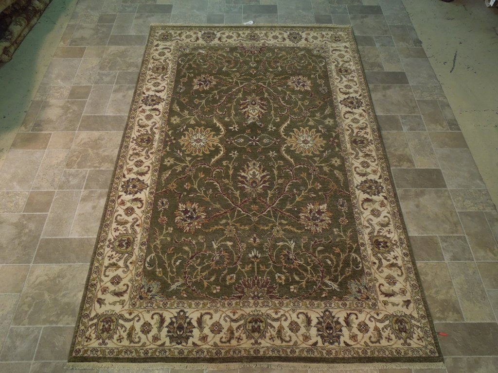 5.5 x 8.6 GREEN Quality Handmade Wool Ziglar Rug #B-74029