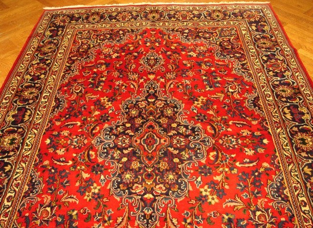 6.6 x 9.9 Persian Mashad Rug Traditional Carpet #PIX-14985