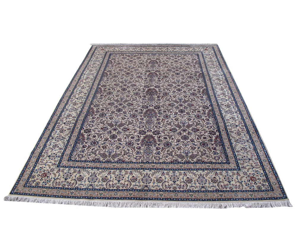 8.5 x 11.7 Habibian Signed Authentic Persian Nain Rug Wool And Silk 500 KPSI Rare All Over Pattern #B-80002