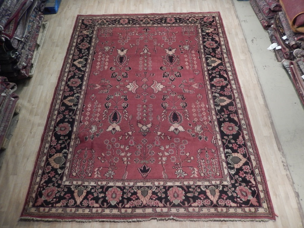 9 x 12 New Sarouk Rug Hand-Knotted India Wool #B-74537