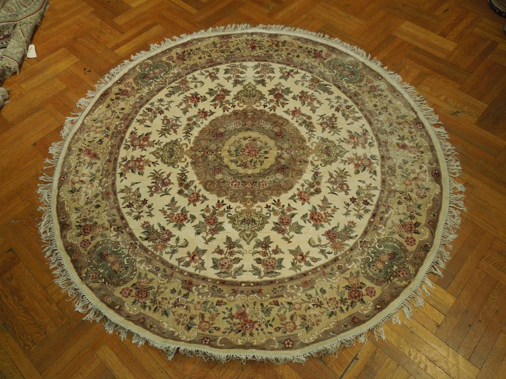 8.0 x 8.0 Feet ROUND Fine Handmade Wool and Silk Rug#PIX-20921