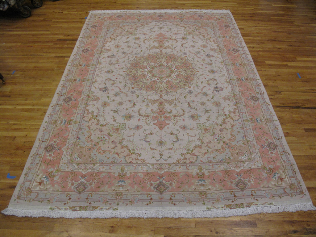 8 x 11.7 Top Quality Authentic Persian Rabriz Rug Wool and Silk 500 KPSI #PIX-29297