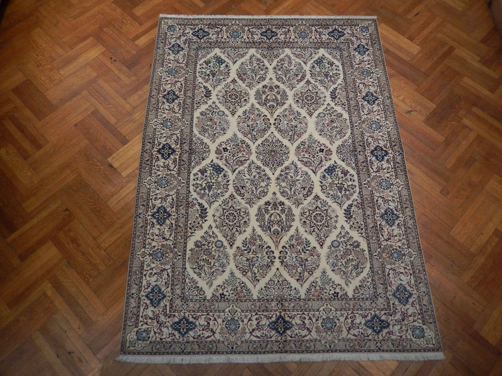 7.7 x 9.9 Authentic Signed Habibian Persian Nain Handmade Wool and Silk Rug 500 KPSI Unusual Iran #PIX-22004