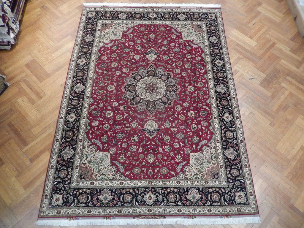 8.2 x 11.5 Signed Authentic Persian Tabriz Rug Wool and Silk High End Handmade Iran #PIX-21881