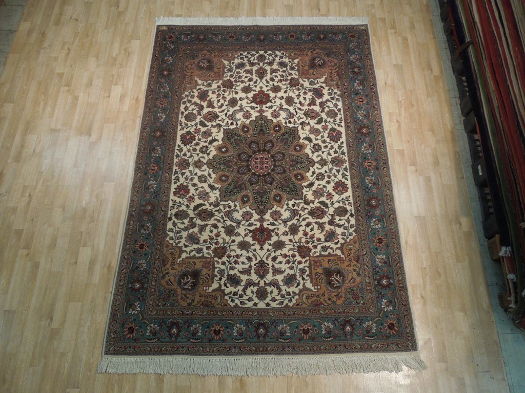 6.5 x 9 Fine Quality Persian Tabriz Rug Wool and Silk 400 Kpsi #PIX-18139