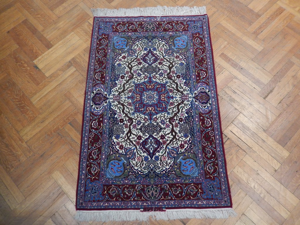3.7 x 5.7 Signed Super Fine Authentic Persian Esfahan Rug Wool Silk on Silk 500 KPSI #PIX-22777