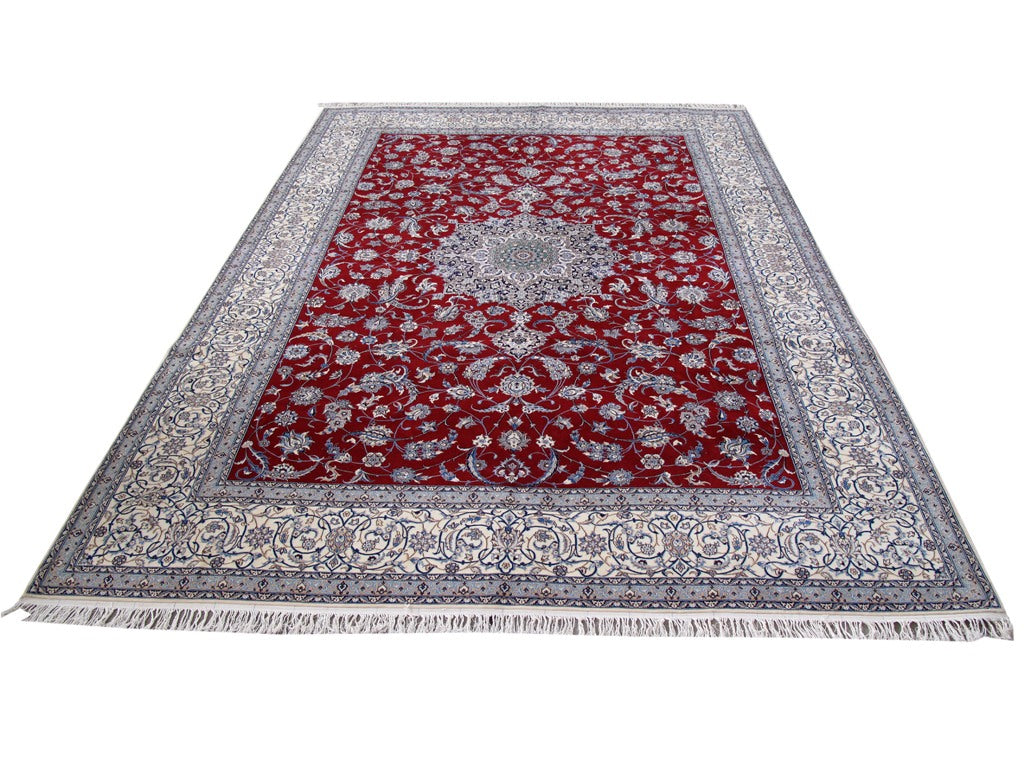 9.4 x 13.4 Authentic Persian Nain Rug Wool and Silk Handmade Iran #B-80009