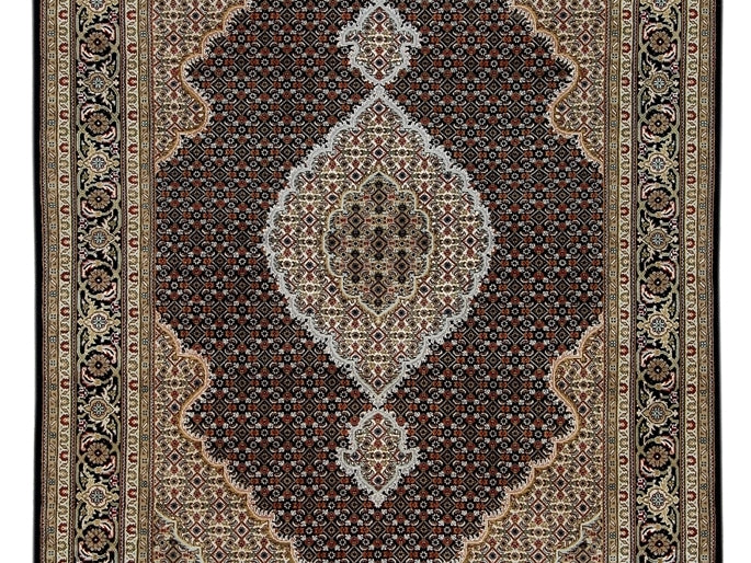 5.6 x 8 Quality Wool and Silk Mahi Tabriz Herati Handmade Rug #B-70179