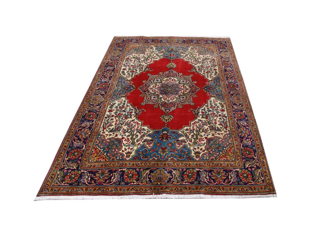 6.9 x 10 Persian Tabriz Wool Rug #B-80751