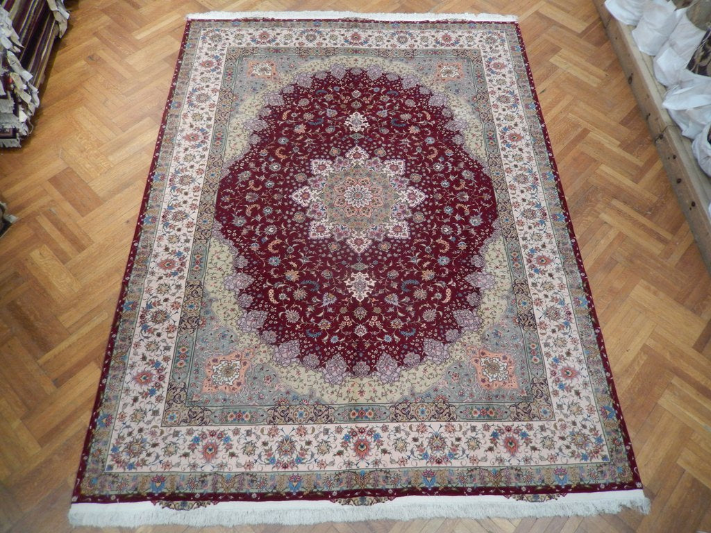 9.9 x 13 Super High Quality Authentic Persian Tabriz Rug Handmade Iran Wool and Silk on Silk 500 KPSI #PIX-21870