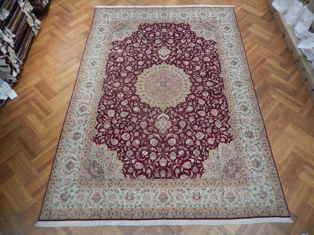 9.9 x 13.7 High Quality Authentic Persian Tabriz Rug Handmade Iran Wool and Silk 400 KPSI PIX-21914