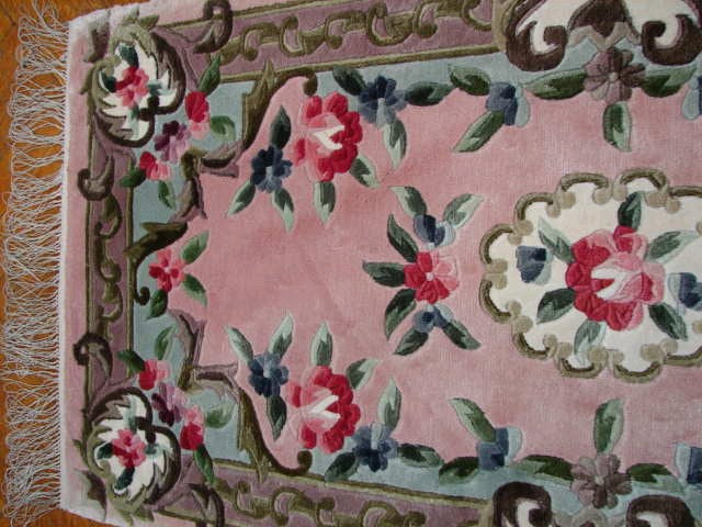 3 x 5 New Handmade Aubusson Rug Bamboo Silk Pink #PIX-6265
