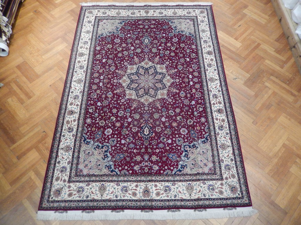 8 x 11.9 Authentic High Quality Persian Tabriz Wool and Silk Rug 500 KPSI #PIX-21877