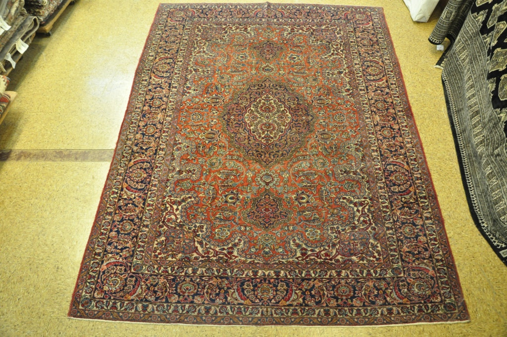 6.11 x 9.10 Genuine Antique Persian Kashan Rug 1940's #PIX-28765