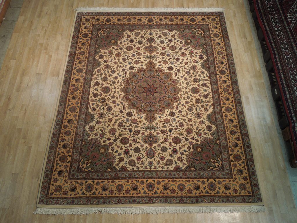 8.1 x 9.9 Authentic High Quality 400 KPSI Wool and Silk Persian Tabriz Rug IRAN  #PIX-18228