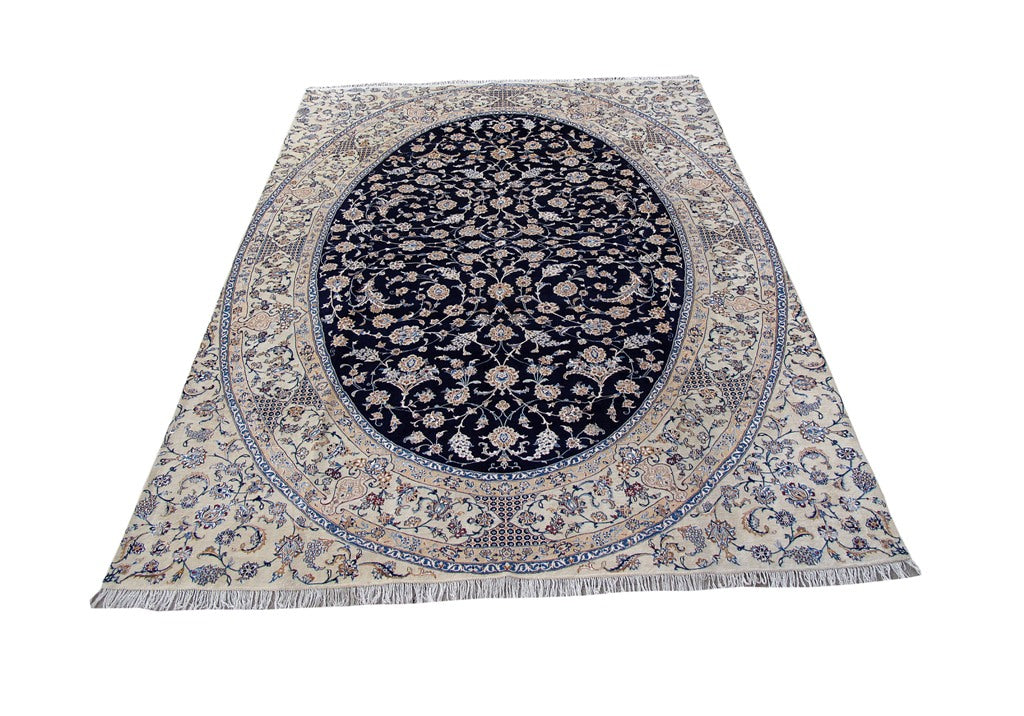 9.7 x 13.4 Fine Authentic Persian Nain Rug 6 LA 500 KPSI Wool and Silk Handmade Iran #B-80167