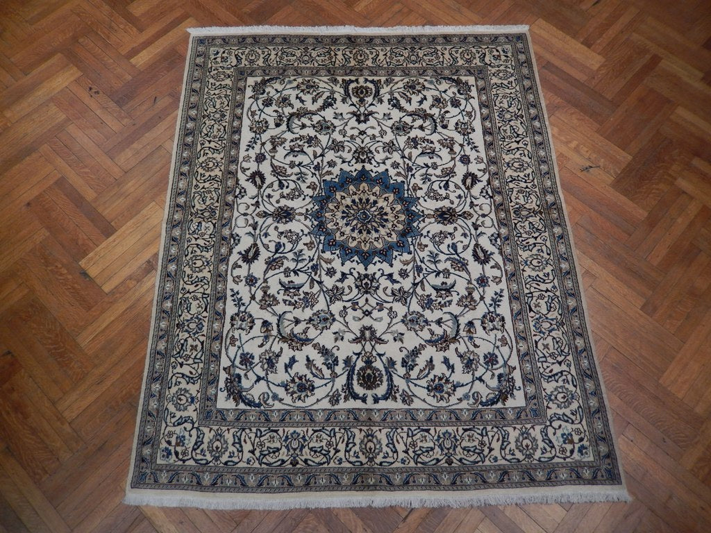 6.5 x 8 Authnetic Persian Nain Carpet 9 LA  Handmade Iran Wool and Silk #PIX-22017