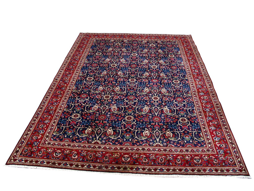 8.1 x 11 Persian Tabriz Wool Rug BLUE #B-80838