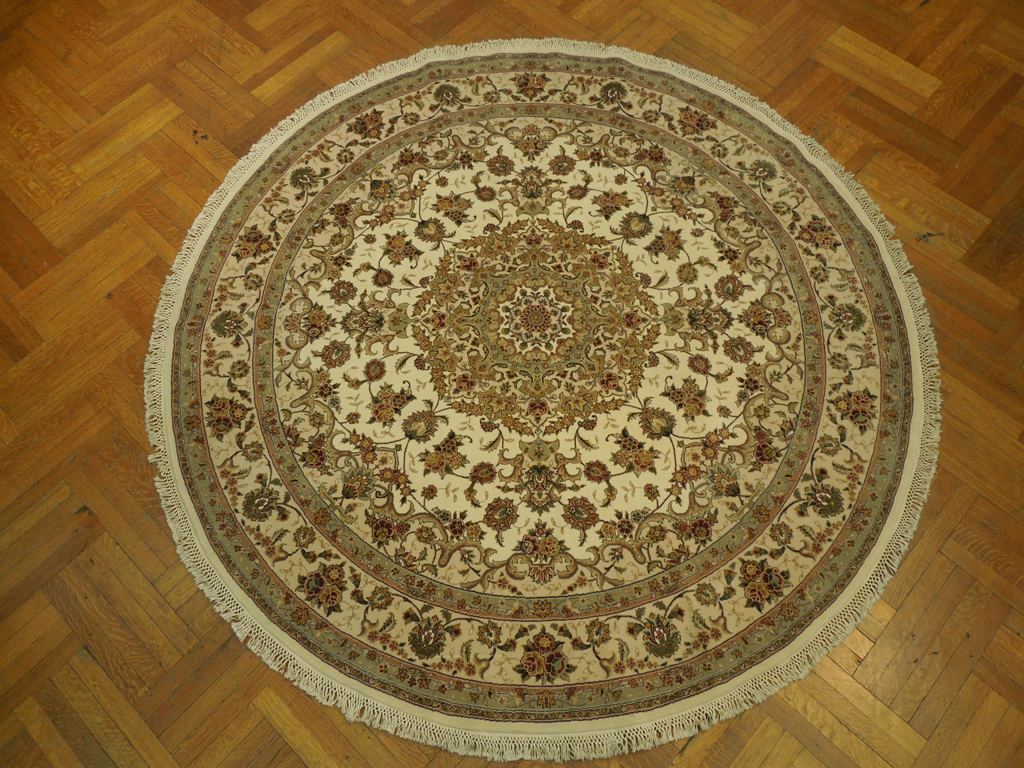8.2 x 8.2 Feet ROUND Wool and Silk Fine Hand-knotted Rug #PIX-20867