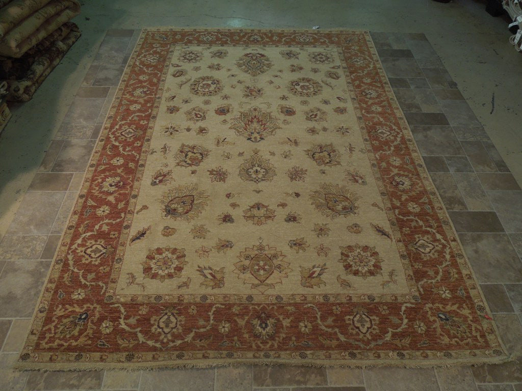 7 x 10 Quality Natural Wool Handmade Chobi Rug #B-74039