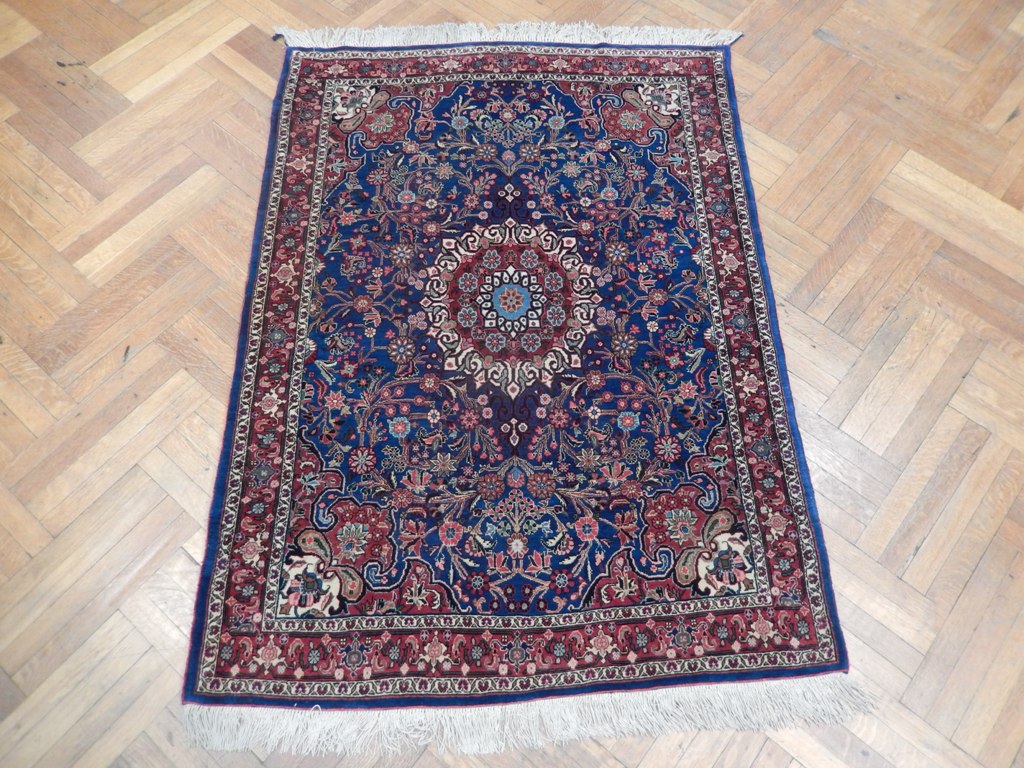4.7 x 6.4 Transitional Geometric Persian Pattern Wool Silk Handmade Rug