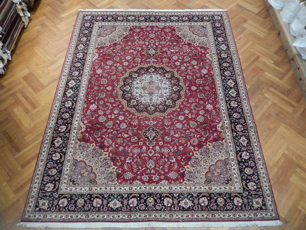 9.10 x 12.8 High Quality Authentic Persian Tabriz Rug Handmade Iran Wool and Silk 400 KPSI #PIX-21905