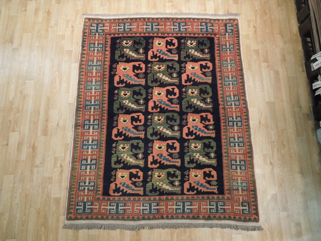 5.4 x 6.4 Kazak Rug Hand-Knotted Afghanistan #PIX-19325