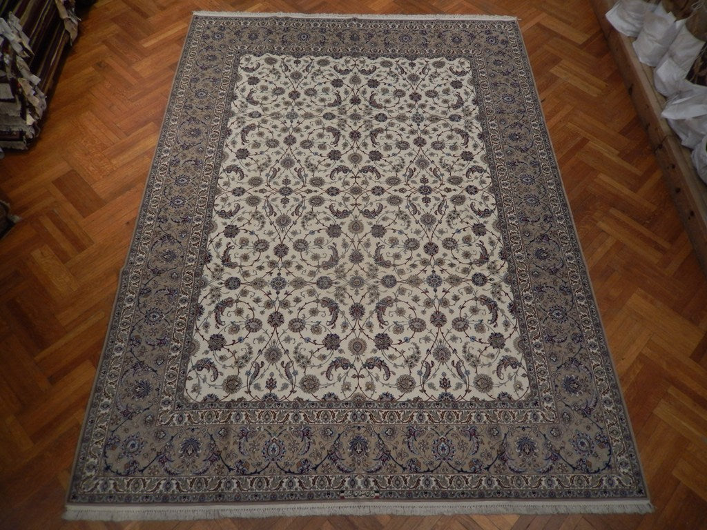 10 x 13.6 FINE FINE SIGNED Wool & Silk on SILK Persian Esfahan Rug #PIX-21873