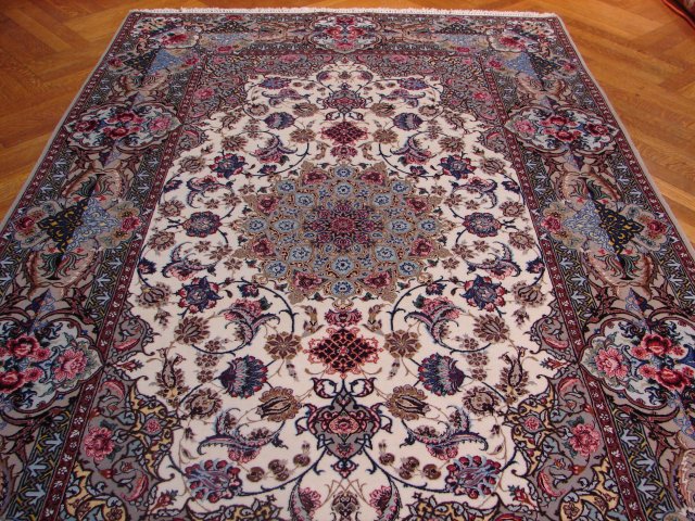 5 x 8 Authentic Persian Esfahan Rug Fine Quality 500 KPSI Wool and Silk Iran #PIX-9482