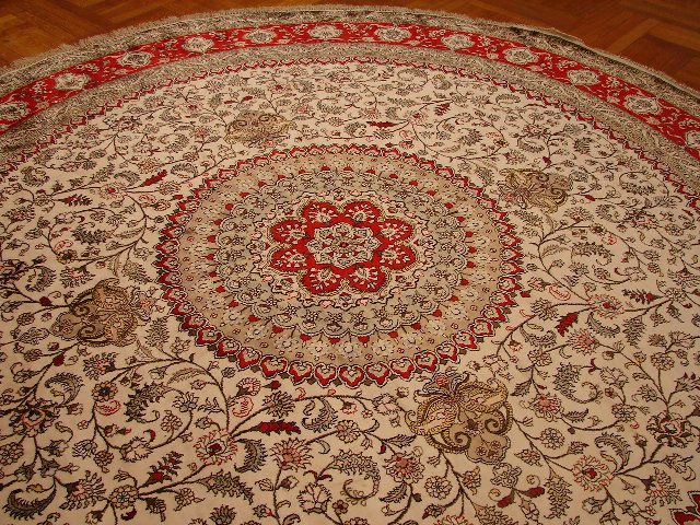 10.0 x 10.0 Feet Hand-knotted Round Silk Rug