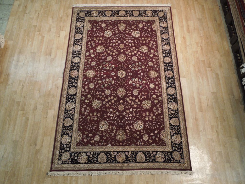 5.9 x 8.9 Quality New Handmade Rug Wool and Silk Burgundy #PIX-19166