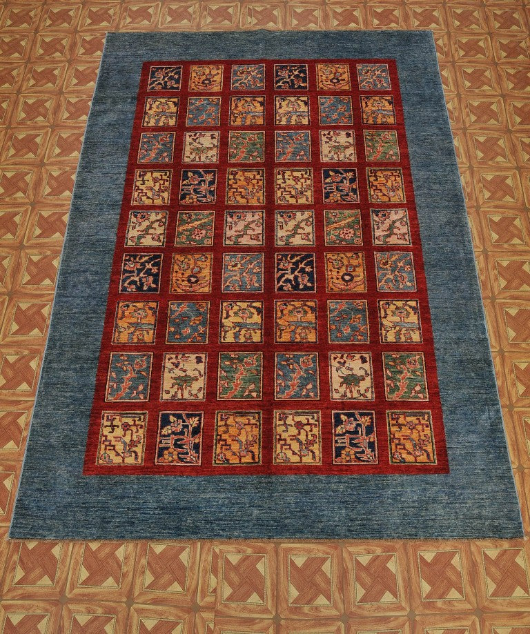 6.3 x 9.5 New Handmade Chechen Kazak Rug Bakhtiar Garden Pattern #PIX-24997