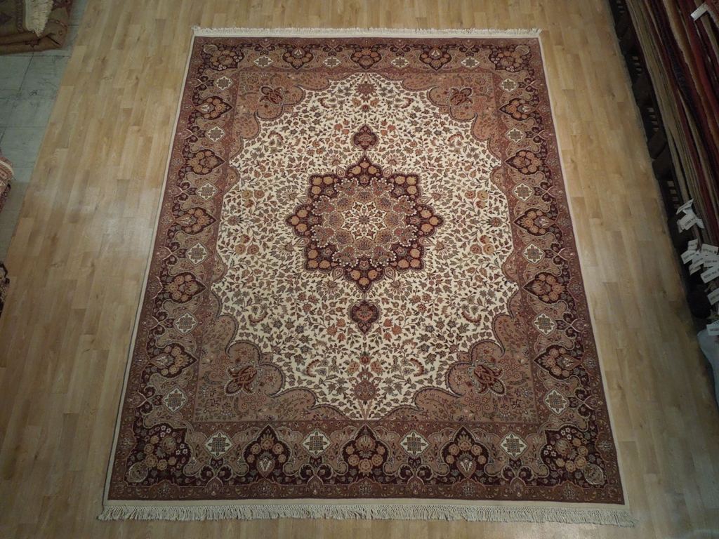 8 x 9.9 Persian Tabriz Hand‑Knotted Wool Classic Oriental Style Area Rug 