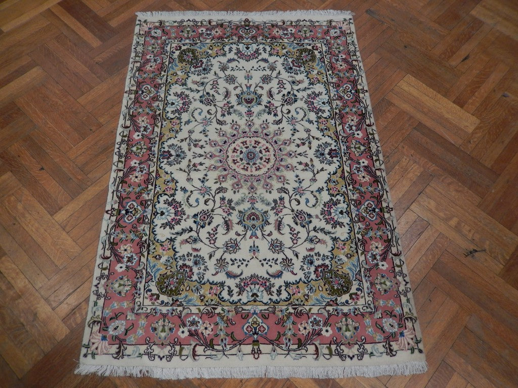 4.3 x 6.3 Persian Tabriz Rug Transitional Wool Silk Handmade #PIX-21778