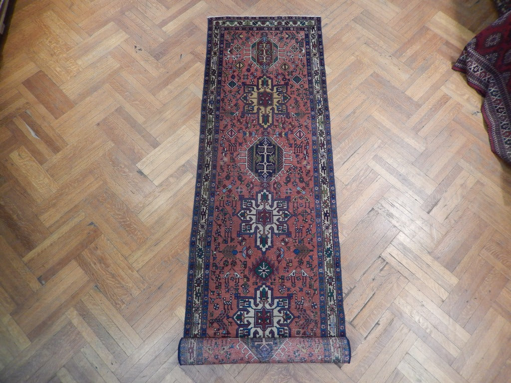 3 x 14.2 Semi-Antique  Persian Heriz Karaja Runner #PIX-22828