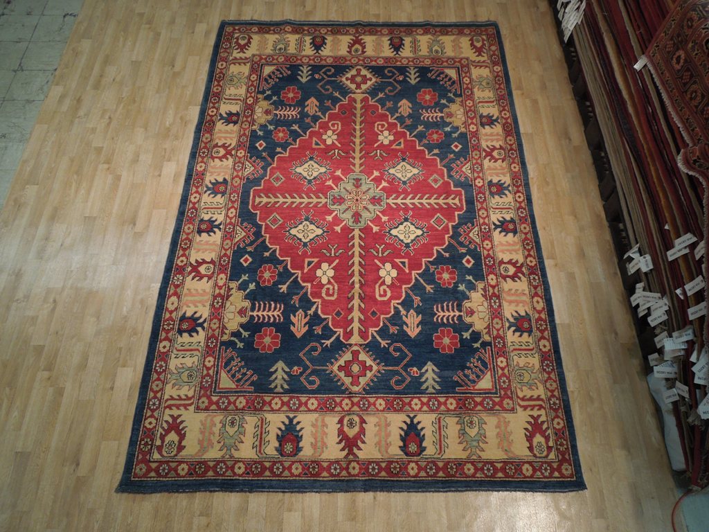 7 x 11 Afghan Kazak Rug Wool on Wool #PIX-19175