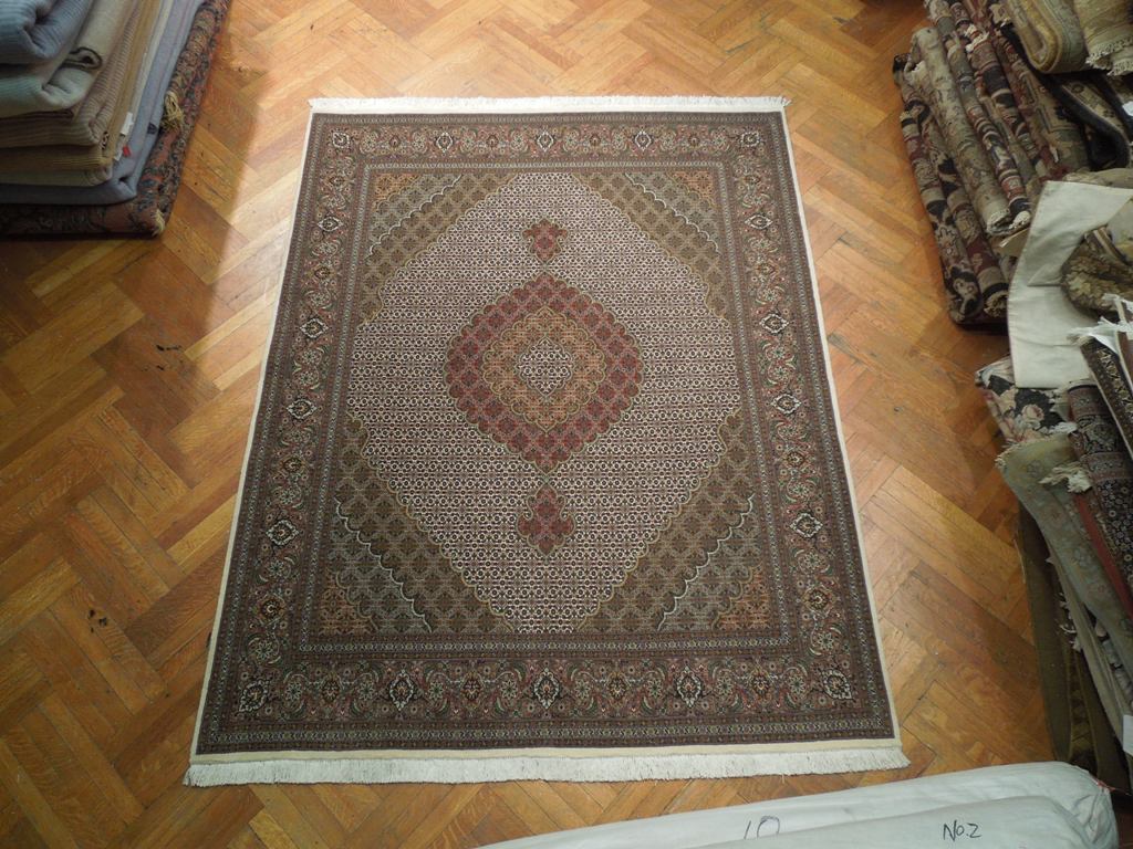 6.6 x 8.4 Authentic Persian Tabriz Mahi Rug Ivory #PIX-19992