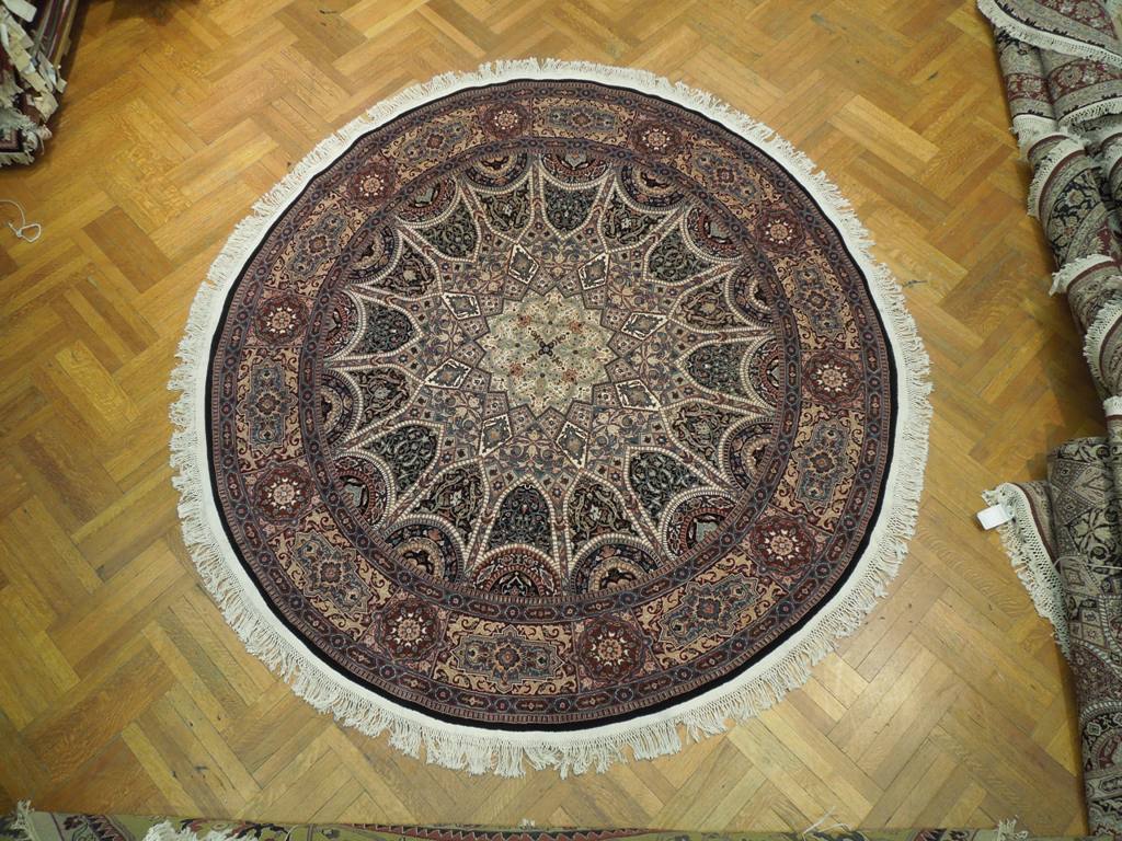 8.9 Feet ROUND Wool and Silk Fine Quality Rug MULTI COLORS  #PIX-20839