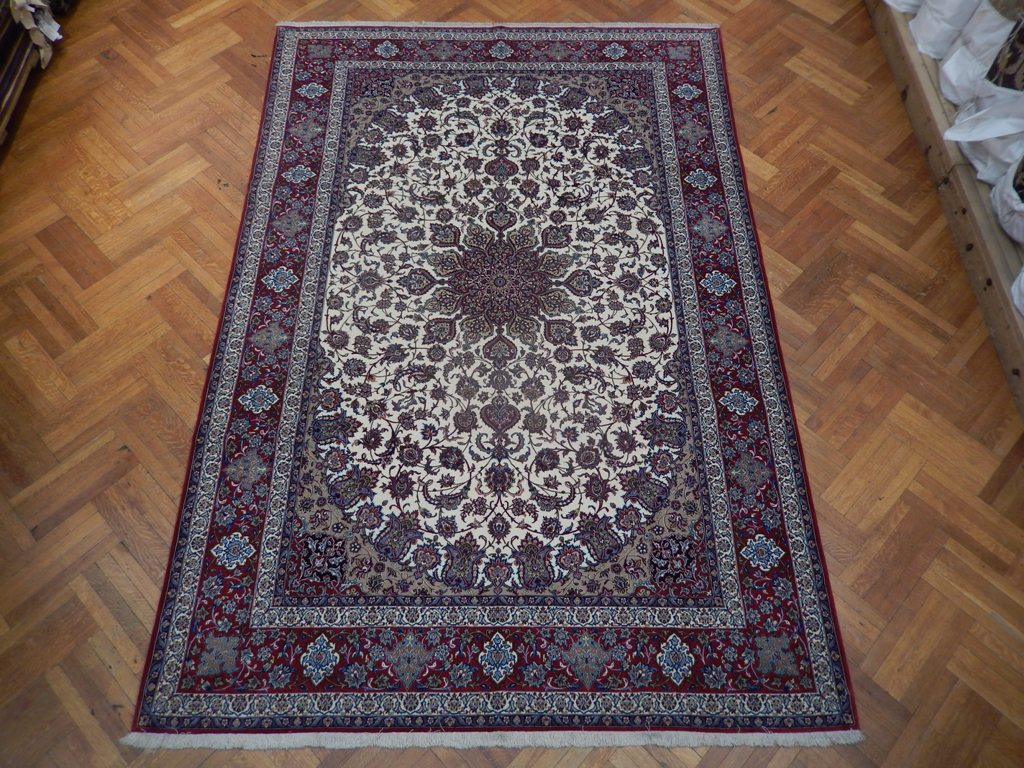8.3 x 12.4 Authentic Persian Esfahan Rug Top Quality Wool and Silk on Silk 500 KPSI #PIX-21943