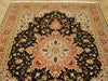 Load image into Gallery viewer, 5 x 6.9 Fine Persian Tabriz Rug Wool and Silk 400 Kpsi Black Geometric #PIX-1683