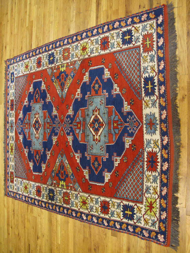 5.7 x 6.5 Hand-Knotted Afghan Kazak Rug Wool on Wool #PIX-26211