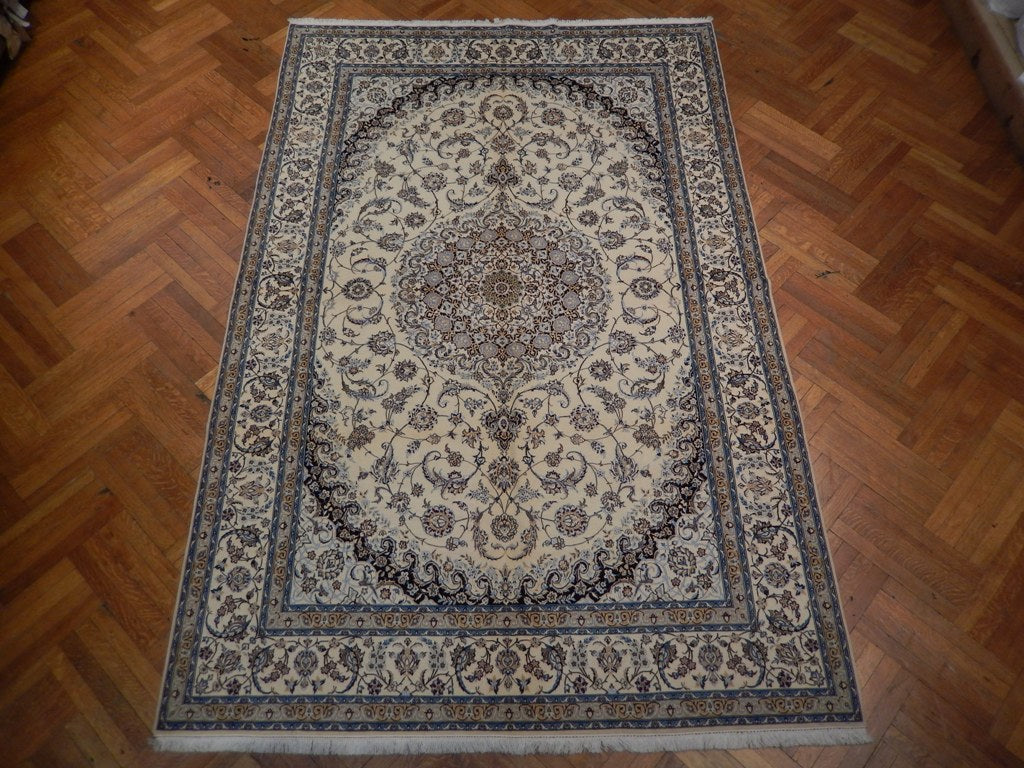 7 x 10.10 Signed Habibian High Quality 6 LA 500 KPSI Persian Nain Rug Wool and Silk Handmade Iran #PIX-22029