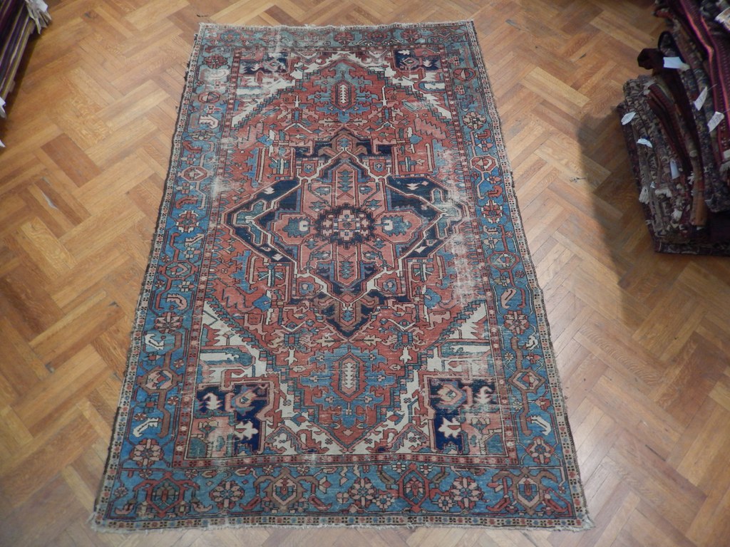 7.3 x 11.3 Authentic Old Persian Heriz Serapi Rug 1950's #PIX-23155
