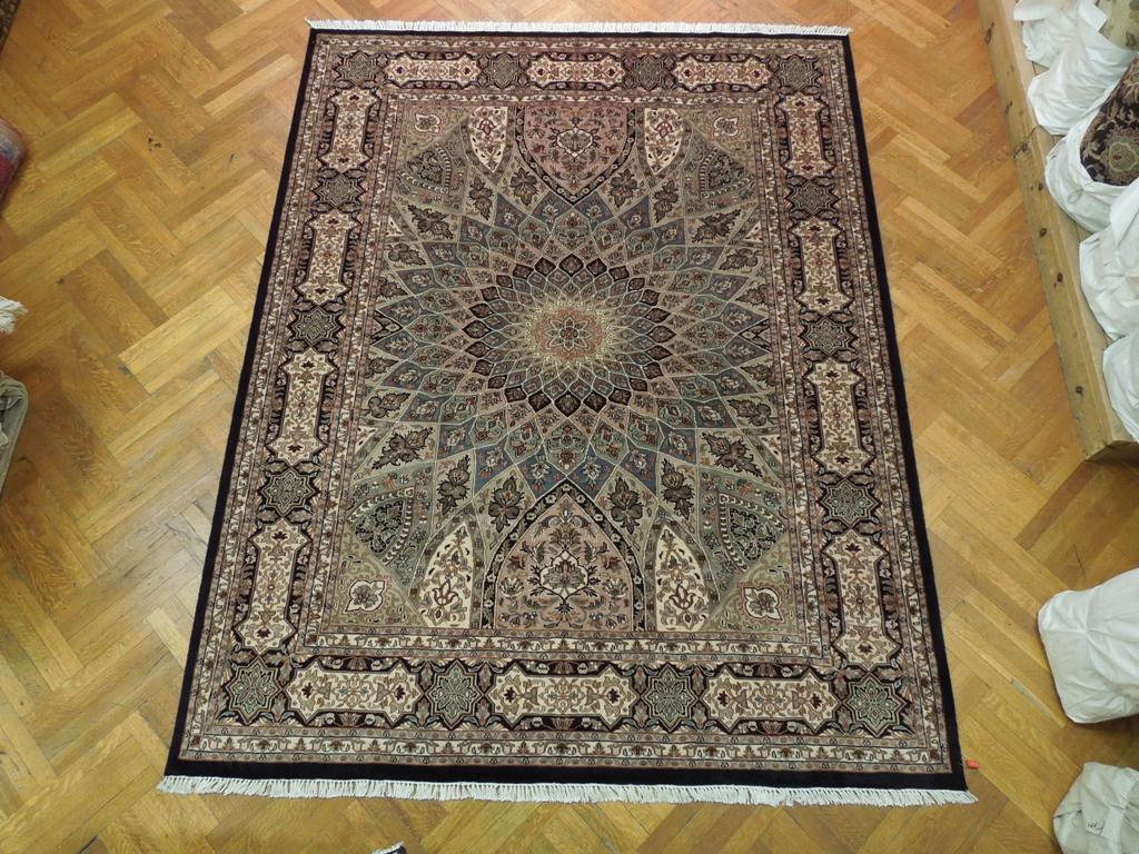 8 x 10.4 Fine Handmade Kashmir Rug Exotic Dom Esfahan Pattern #PIX-19925