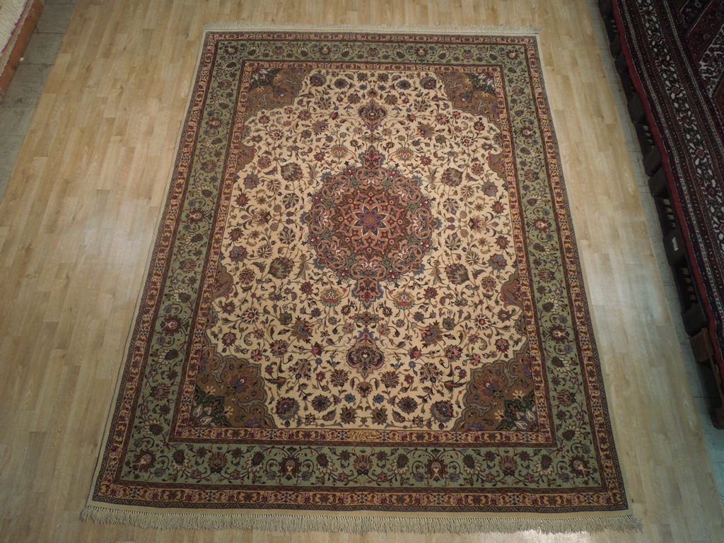 7.9 x 10.3 SIGNED Authentic Persian Tabriz Rug High Quality 400 KPSI #PIX-18227