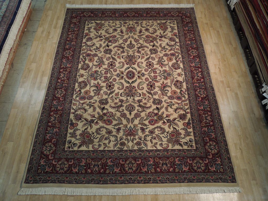 8.9 x 11.4 Semi-Antique Persian Heriz Rug All Over Ivory #PIX-18391