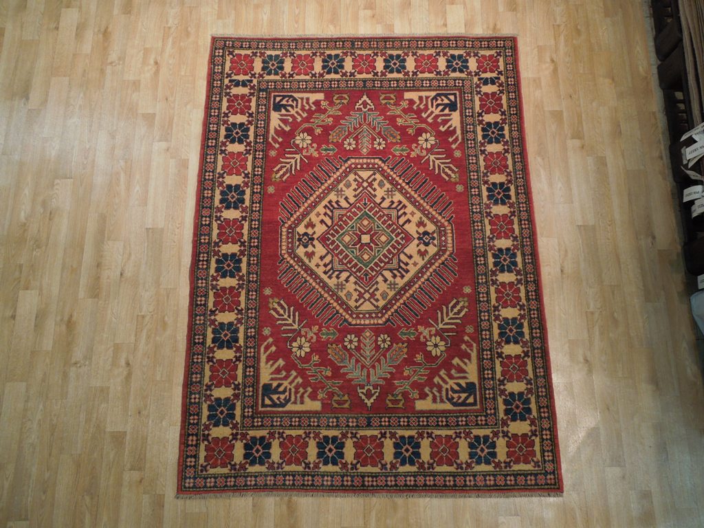 4.9 x 6.6 Hand-Knotted Afghan Kazak Rug #PIX-19340